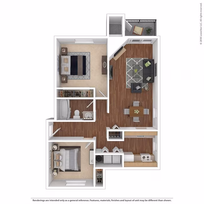 Two Bed One Bath O-1056 floor plan